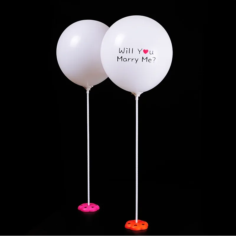 Bâton de ballon en Latex, bâtons de 40cm, tiges de support en PVC, blanc, avec tasse, fournitures de fête, accessoires de décoration de fête, 100 ensembles/lot