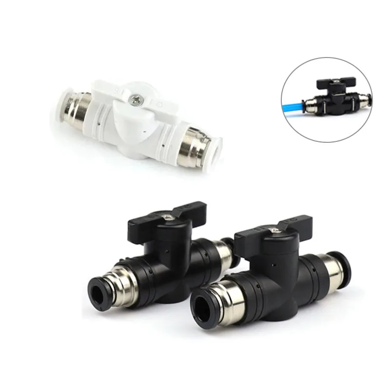 

1/2Pcs BUC Pneumatic Quick Connector Manual Valve Steering Switch Manual Ball Valve Black And White 4 6 8 10 12mm