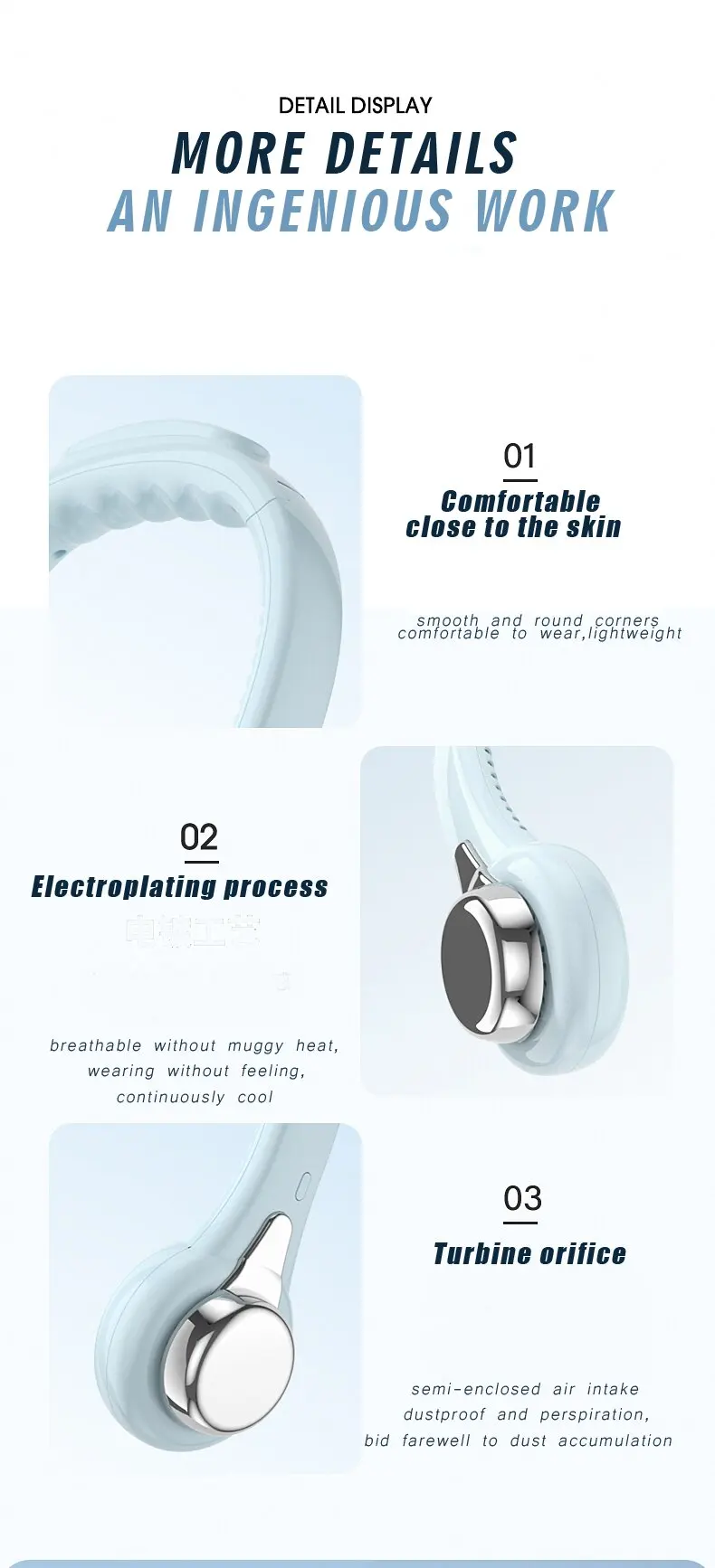 Neck-Hanging Fan Portable Summer Air Cooler USB Cooling Fan + Summer Personal Cooling Fan Hands-Free Fan/Wearable/Suitable for Outdoor Activities/Sports/Kitchen/Office