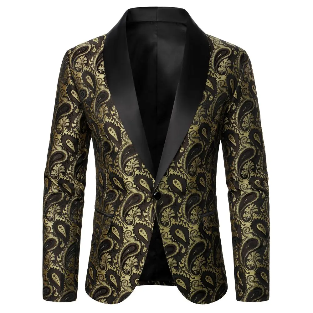 Men's Suit Jacket Single Button Luxury Texture Fabric Regular Men's Casual Blazer Wedding Compere Stage Street Pub Blazer