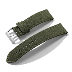 Vintage Gray Nylon and Cowhide Quick Release Watch Strap - Business Style Wristband Accessory - 20mm (Green)
