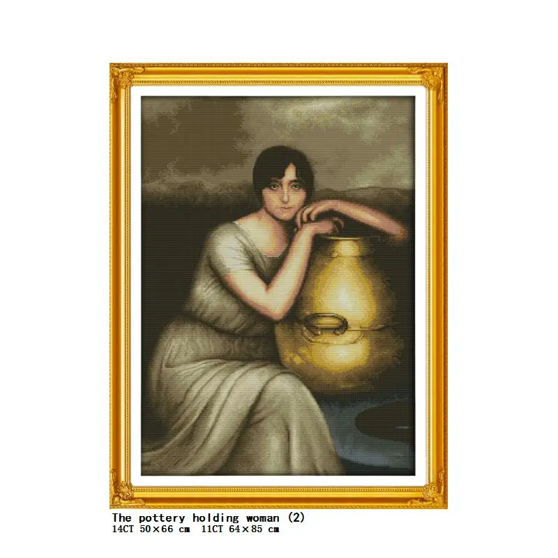 Oil Painting Girl Series Character Pattern Cross Stitch Kit 11CT 14CT Counted Printed Embroidery DIY Needlework Home Decor Gifts