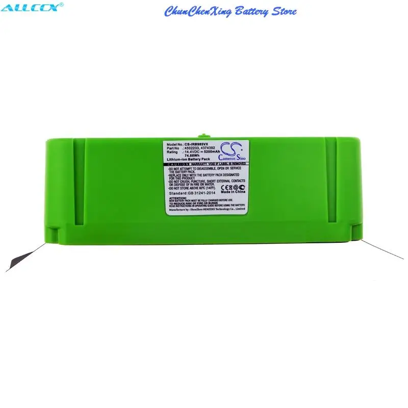 Batteria Cameron Sino 5200mAh per iRobot Roomba 696,801,805,850,860,877,890,891,895,896,960,965,980,985 - immagine 2
