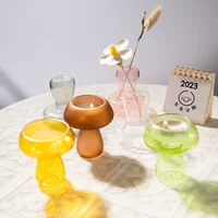 Creative Mushroom Shape candle holder Nordic Glass Candlestick Simple Candlestick Desktop Ornaments Wedding Party 4