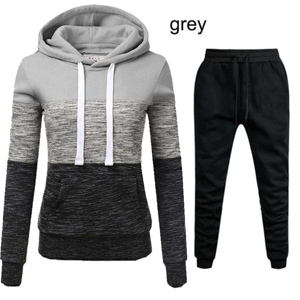 Fashion Women's Three Color Printed Hoodies Set Ladies Casual Long Sleeved Pullover Hoodie Jogging Pants Two-Piece Set Outfits