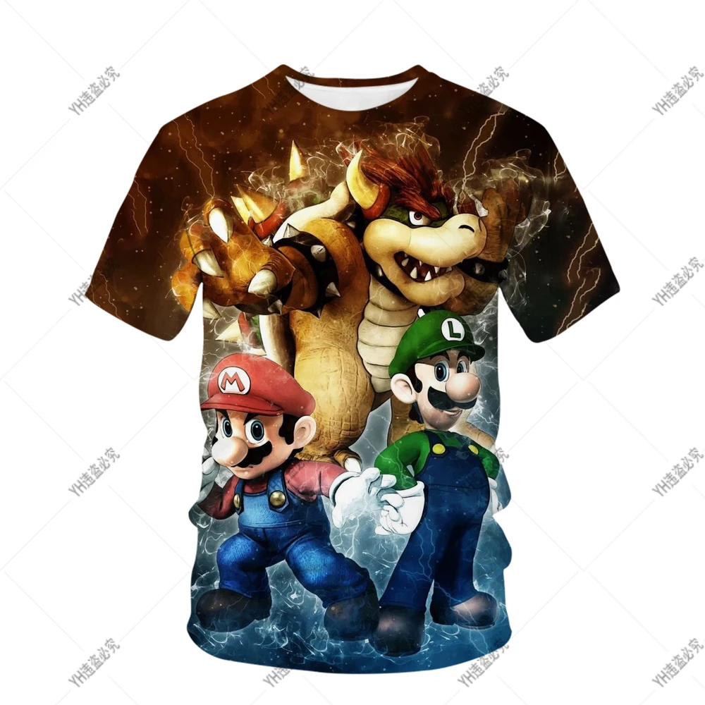 

Japanese Anime 2023 Super Mario Cute Casual Sports T-shirt Boys' Printed Fashionable Short Sleeved 3D Shirt Role Playing Hip Hop