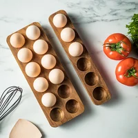 Wooden Egg Holder Shockproof Egg Grid Solid Wood Japanese Style Egg Tray Household Kitchen Tidying Egg Storage Box 1