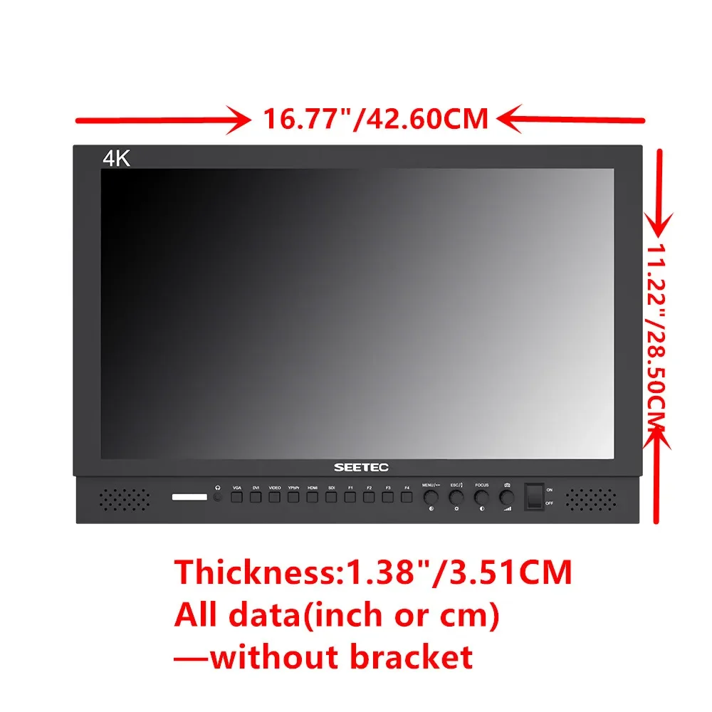 Seetec 17.3 Inch IPS Aluminum Design 1920x1080 4K Broadcast Monitor with 3G-SDI HDMI AV YPbPr 4K173-9HSD-192(Original P173-9HSD)