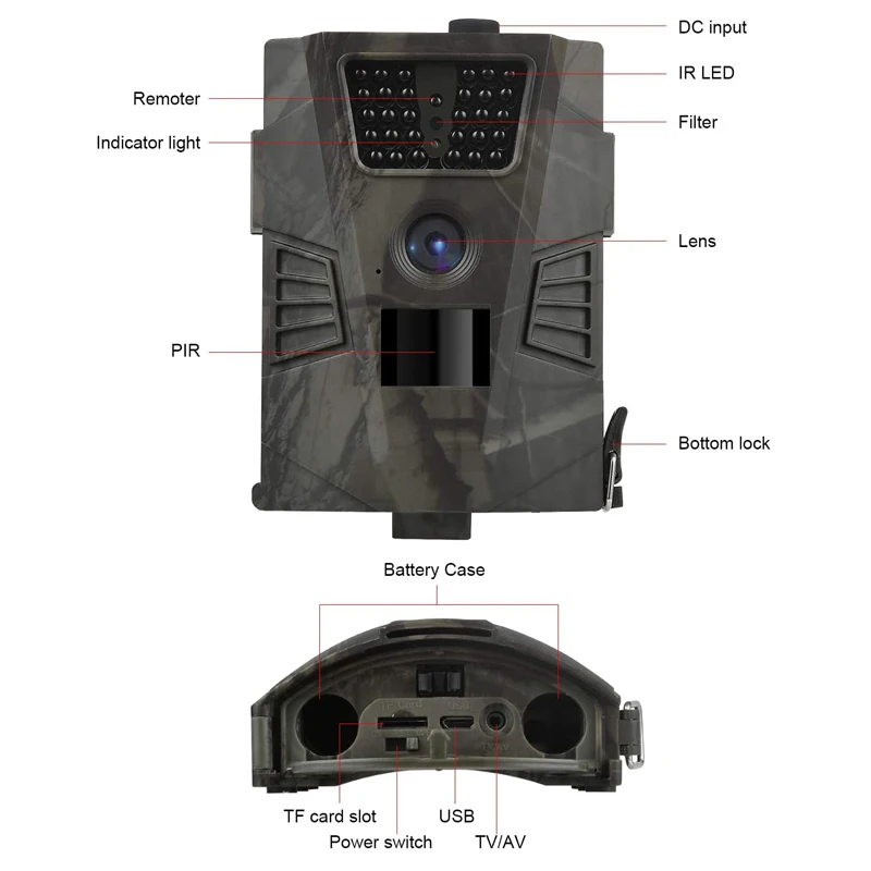 Trail Camera 12MP 1080P Wildlife Scouting Hunting Camera Night Vision Wildlife Trap Game Digital Surveillance Waterproof IP65