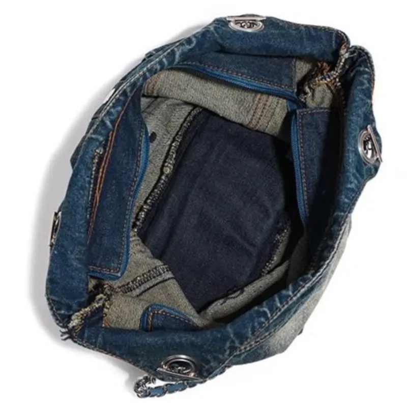 JIAERDI Hot Girls Denim Shoulder Bags Women Harajuku Aesthetic Chain Pocket Y2k Handbag Female Vintage Underarm Crossbody Bag