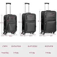 Ensemble de valises 3 pièces pour bagages en tissu Oxford avec serrure TSA et 360 °   Roues silencieuses, sac de voyage extensible étanche pour les entreprises 6