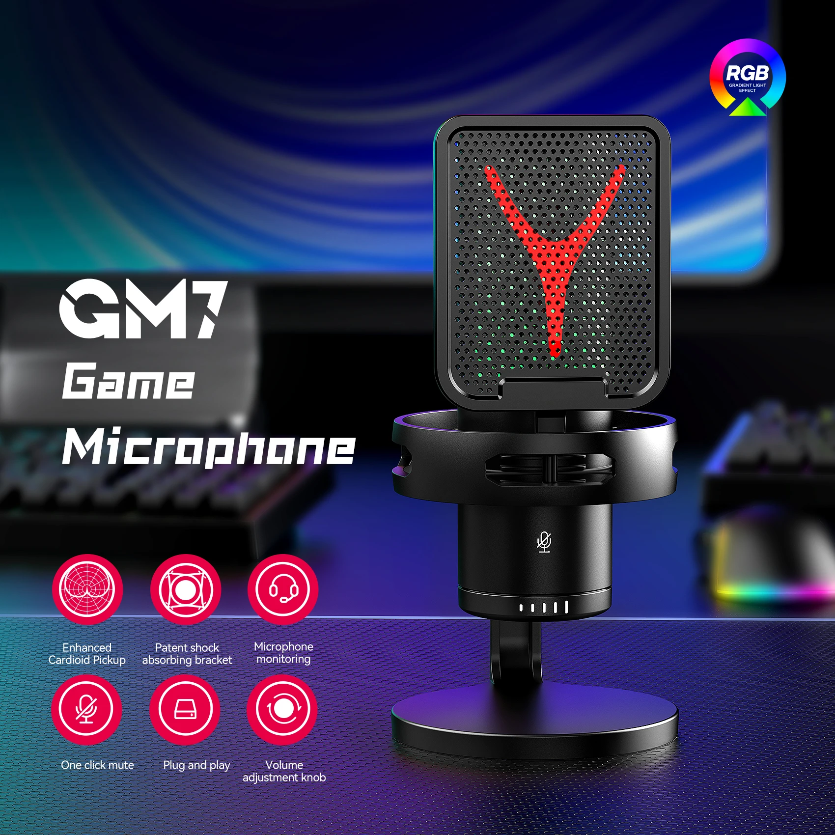 Gaming Microphone Touch Key Condenser for Computer