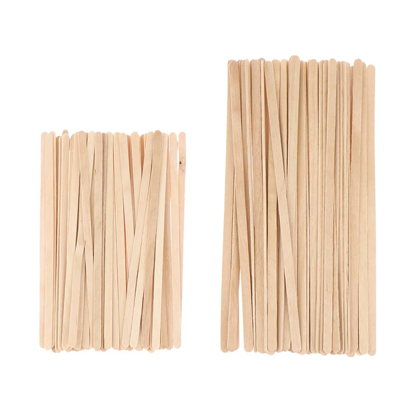 50 Pcs Disposable Wooden Coffee Stirrers Hot Cold Drinking Stir Beverage Sticks For Ice Cream Bars