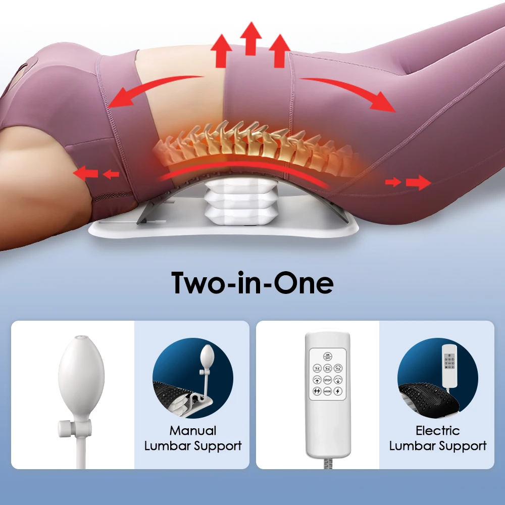 2-IN-1 Electric+Manual Back Stretcher Adjustable Height Airbag Waist Back Stretching Massager Lumbar Support Traction masajeador