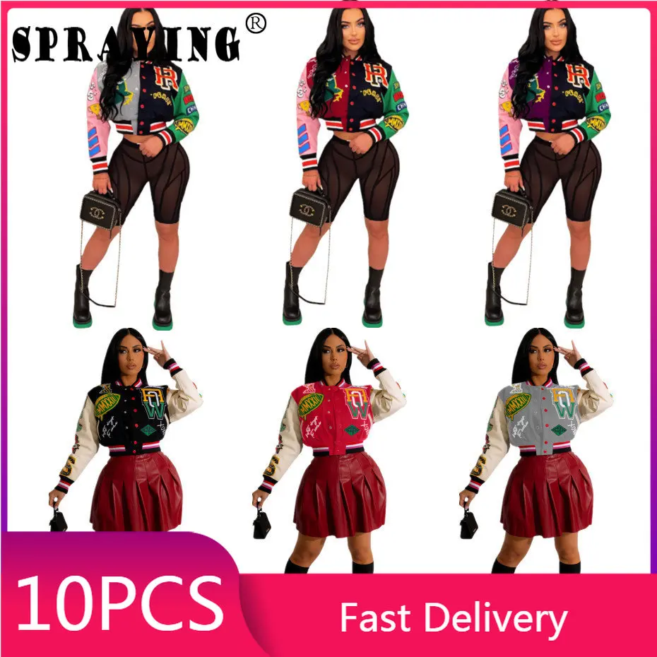 10pcs Bulk Items Wholesale Lots 2022 Jacket Womens Fall Screw Thread