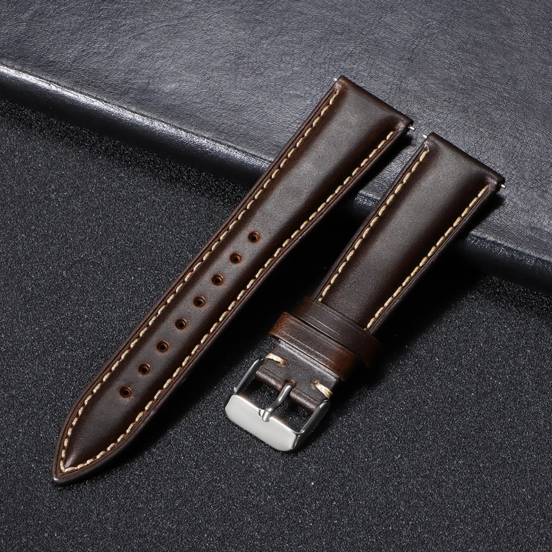 Timeless Brown Leather Watch Strap with Pin Buckle