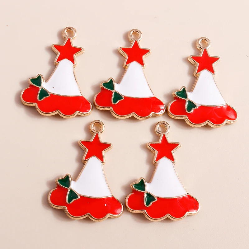 10 stücke Emaille Weihnachts baum Schneemann Anhänger Charms für Schmuck Herstellung Ohrringe Halskette DIY Armband Zubehör liefert – Detail 34