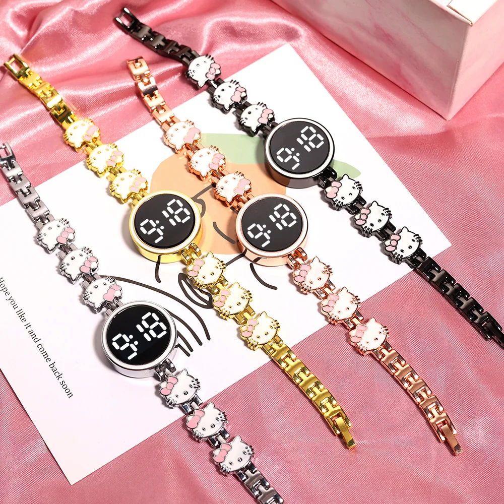 

New Hello Kitty Watch Cartoon Red Riding Book Female Student Sweet Bow Hellokitty Y2K Watchs Girlfriends Gifts Anime Accessories
