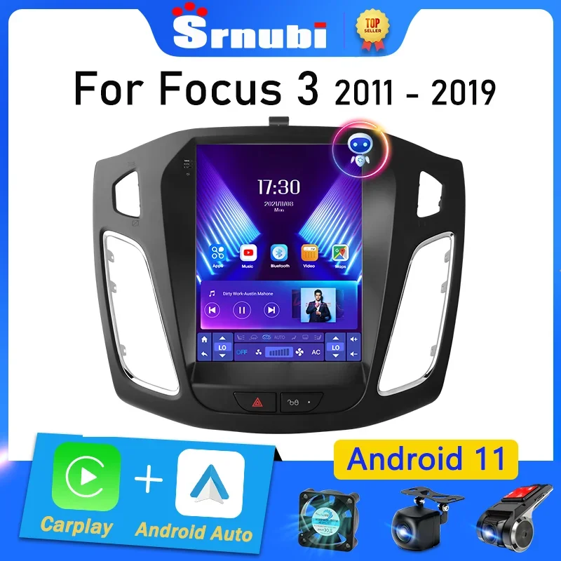 Srnubi 2 Din Android 12 Car Radio for Ford Focus 3 Mk 3 2011 2012 - 2019 Multimedia Video Player 2Din Carplay Auto Stereo DVD