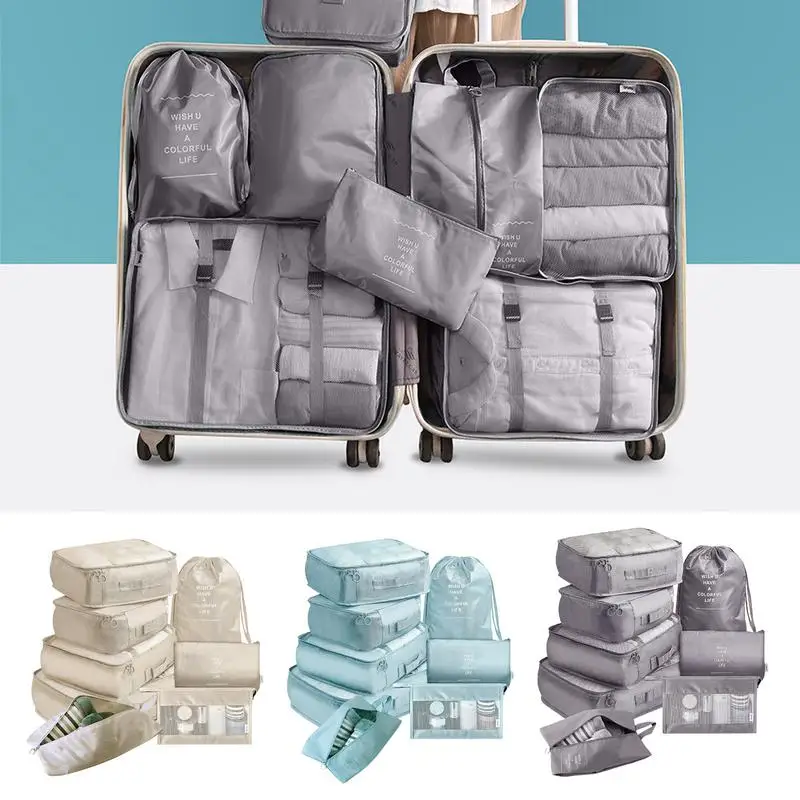 

Packing Cube Set Travel Packing Organizers Waterproof Cloth Storage Bags Reuseable 8pcs Compress Storage Bags Travel Accessories