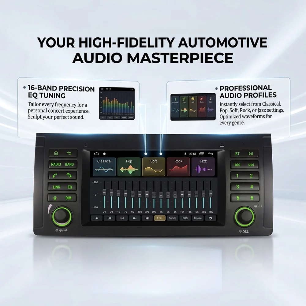 BMW 5 시리즈 E39 / X5 / M5 (1996-2007) 리눅스 시스템용, 무선 CarPlay, 블루투스 차량용 멀티미디어 터치스크린 헤드 유닛