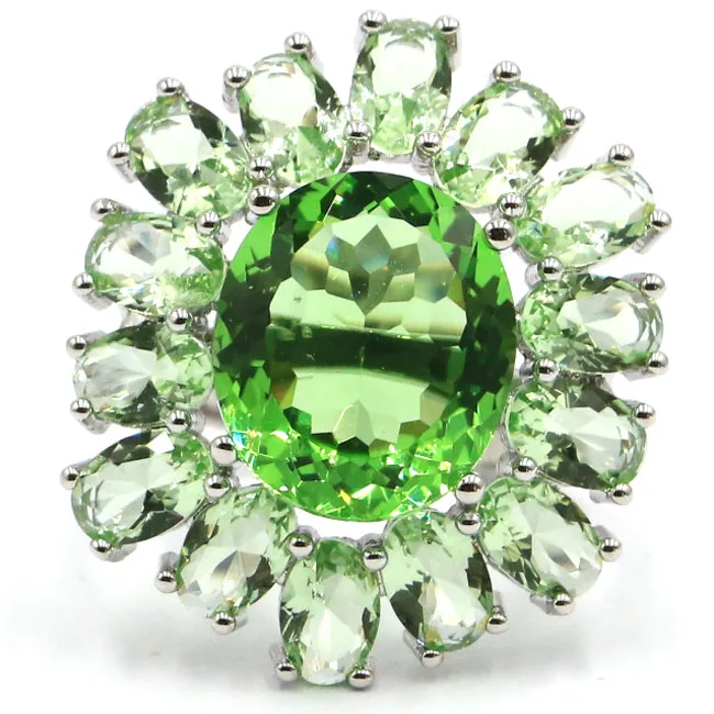 925 Anelli In Argento Sterling Massiccio Deluxe Golden Citrine Tsavorite Granato London Blue Topaz Tormalina Daily Wear Molte Dimensioni 6-10