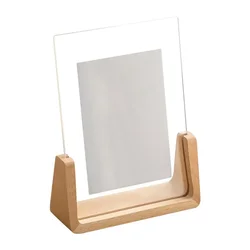 Walnut and Beech Acrylic U - Shape Photo Frame - Transparent Desktop Wood Frame for Wedding and Office Decor (12.7x17.8cm - 1)