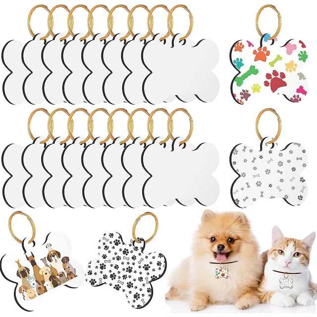 30 Pieces Dog Tags Sublimation Dog Tags Blanks Bone Shape Pet Dog Tag  Double Sided Pet ID Tag with Key Ring for Dogs and Cats - AliExpress