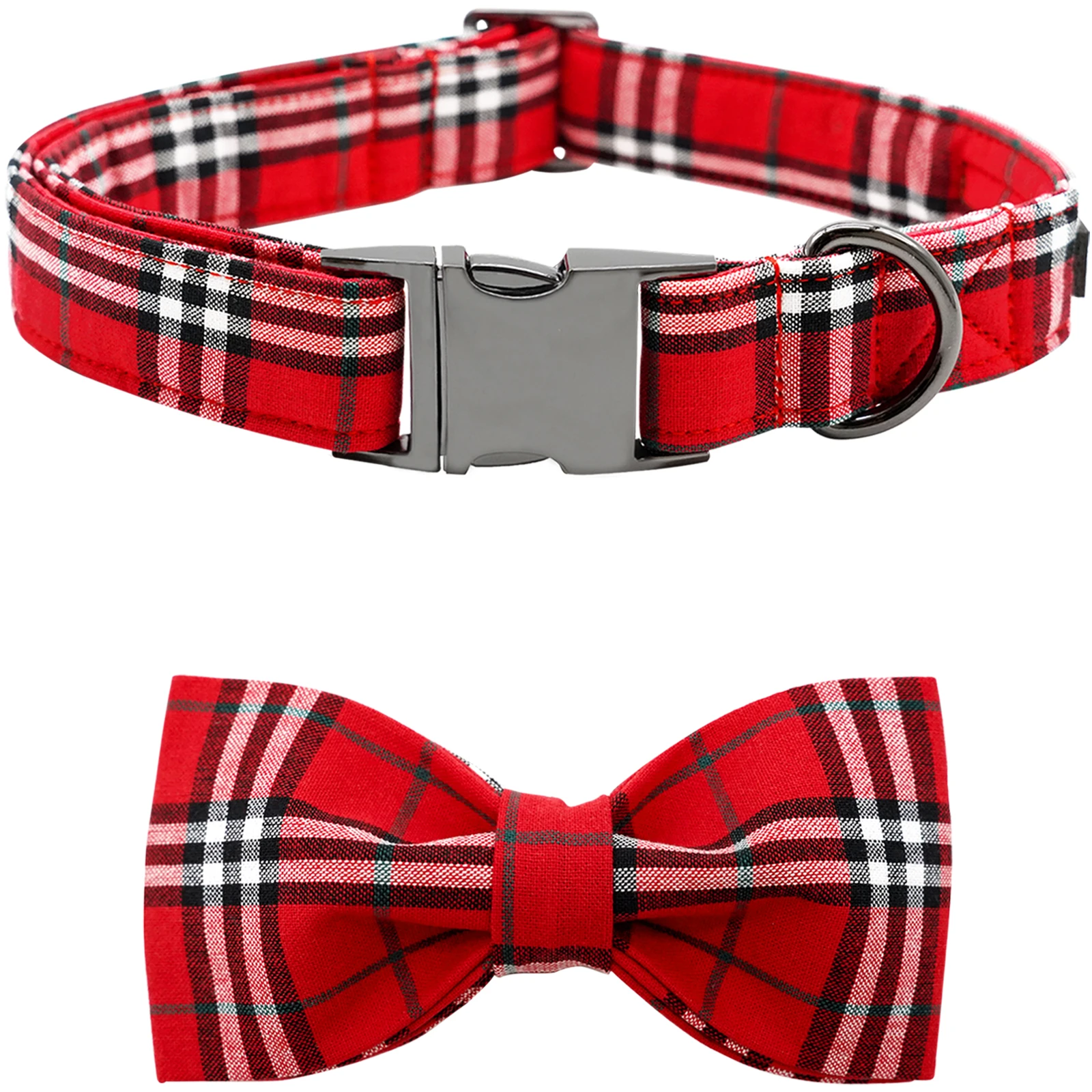 

Christmas Plaid Dog Collar, Red Dog Bow Collar Adjustable Soft and Comfortable Bowtie Collars for Medium Dogs Girl or Boy Pet