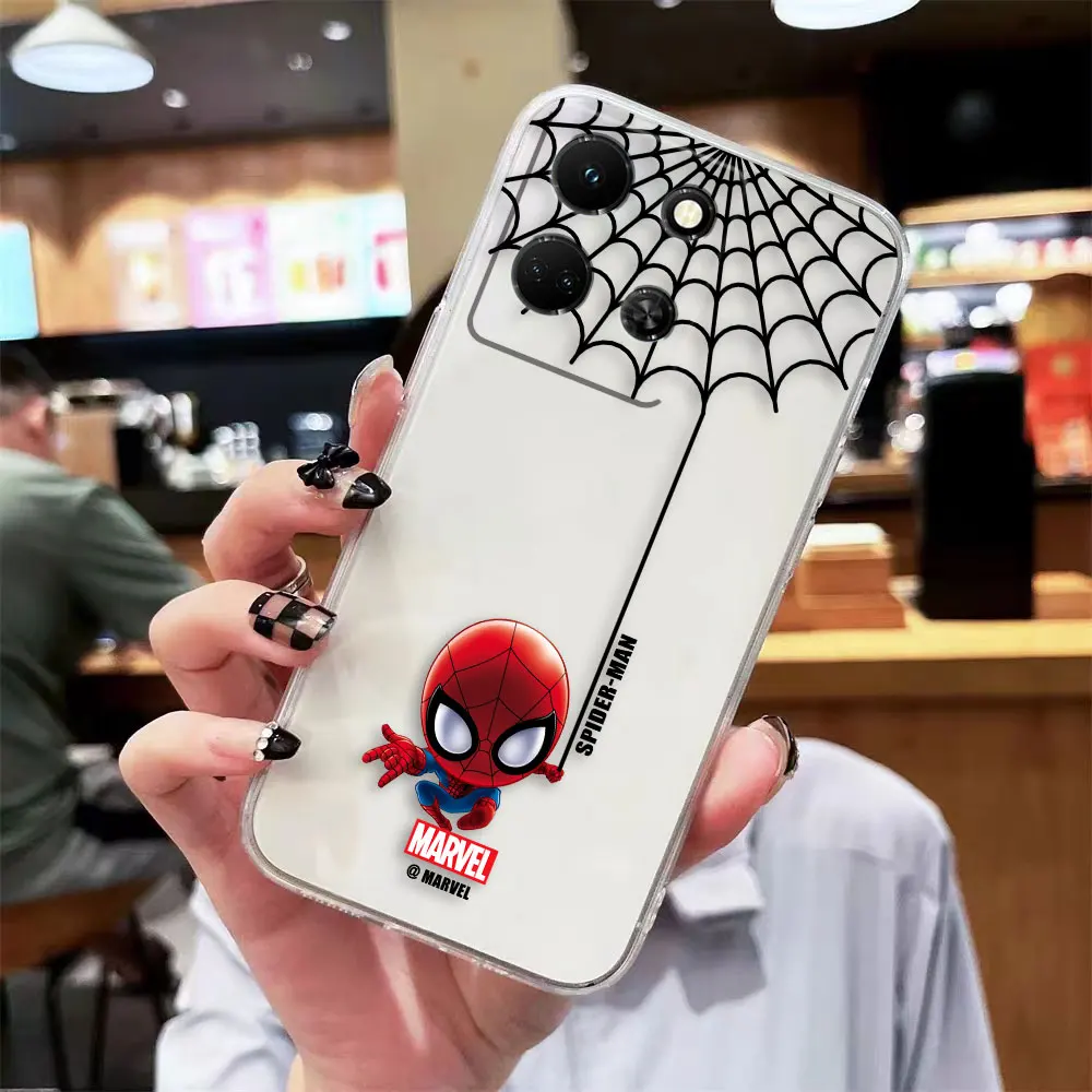 thumbnail image 1 of Clear Phone Case For Infinix NOTE 10 11 12 30 SMART 4 5 6 7 ZERO CAMON 19 20 PRO Case Shell Cartoon Marvel Spider-Man Spider Web, 1 of 5