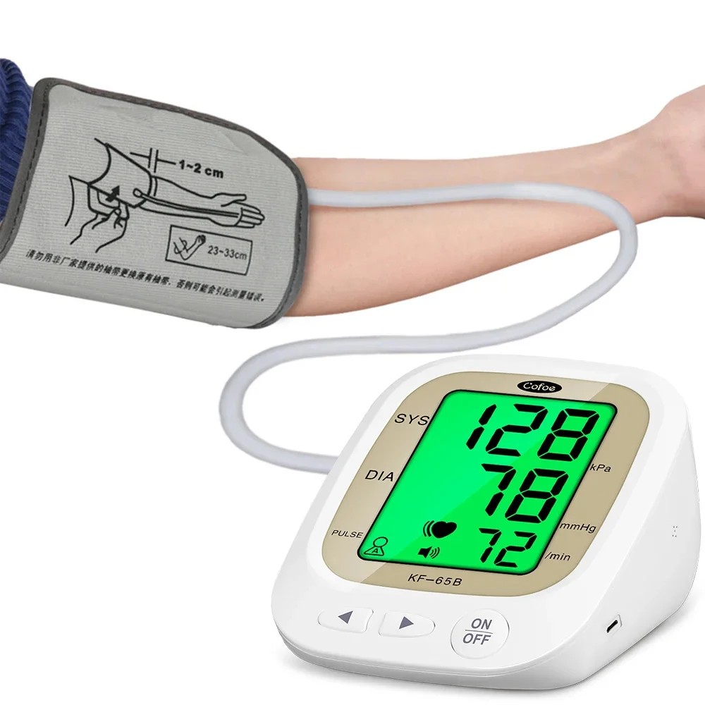 Cofoe Voice Digital Automatic Upper Arm Blood Pressure Monitor Household Electronic Sphygmomanometer Large capacity memory value