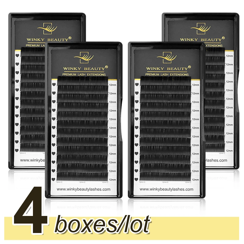 

Winky Beauty C/CC/D/DD Curl Flat Eyelashes Extension Matte Black Flat Lashes Nature Soft False Eyelashes