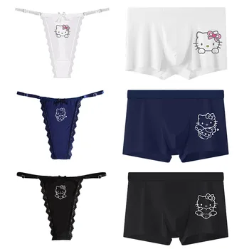 Hellokittys 섹시한 로우 웨이스트 커플 속옷, 핫 섹시, 편안한 심리스 티팬티, 편안한 라지 사이즈 남성용 복서 브리프