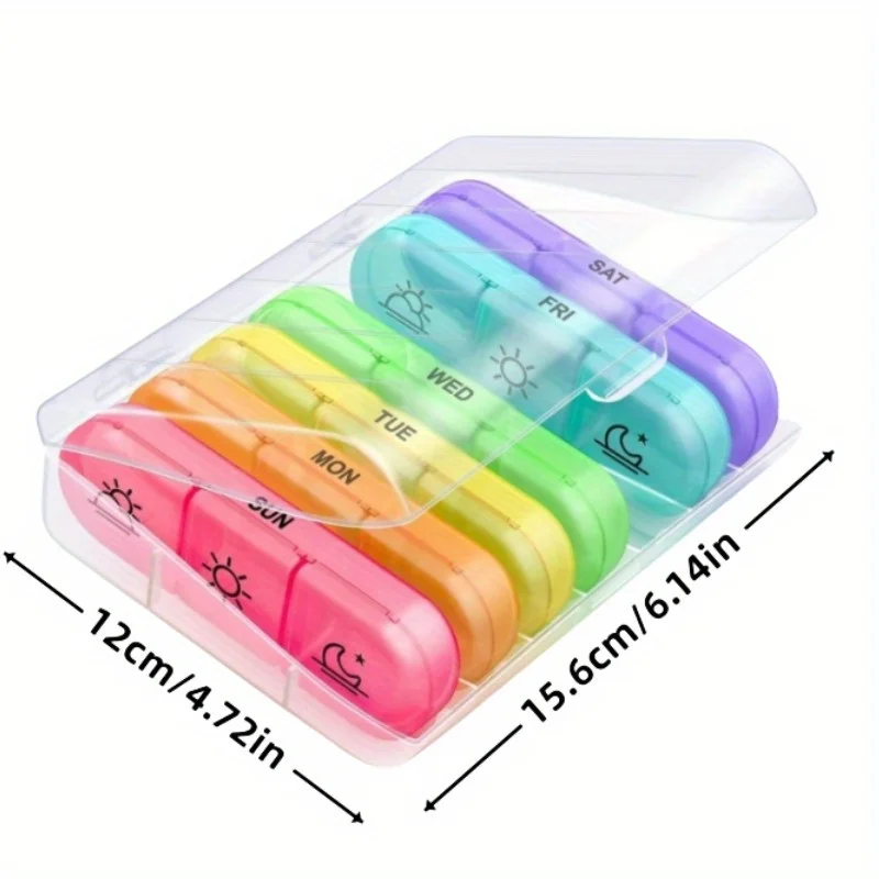 Portable Travel Pill Organizer with Large 7-Day Compartments for Vitamins and Medications