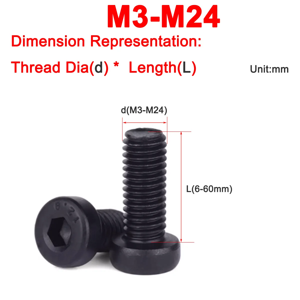 

12.9 Grade Alloy Steel Thin Round Head Hexagonal Socket Bolt M3M4M5M6M8M10M12M14M16M20M24