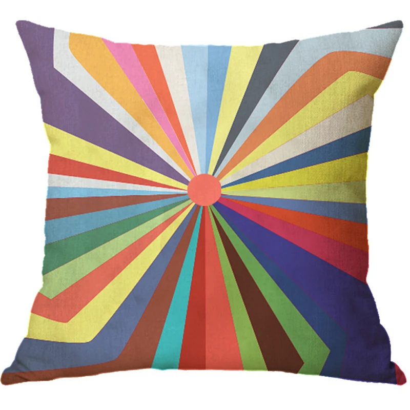 Home Decor Colorful Geometric Cushion Cover For Sofa Office Decoration Nordic Leaf Print Throw Pillow Cover Car Pillowcase 