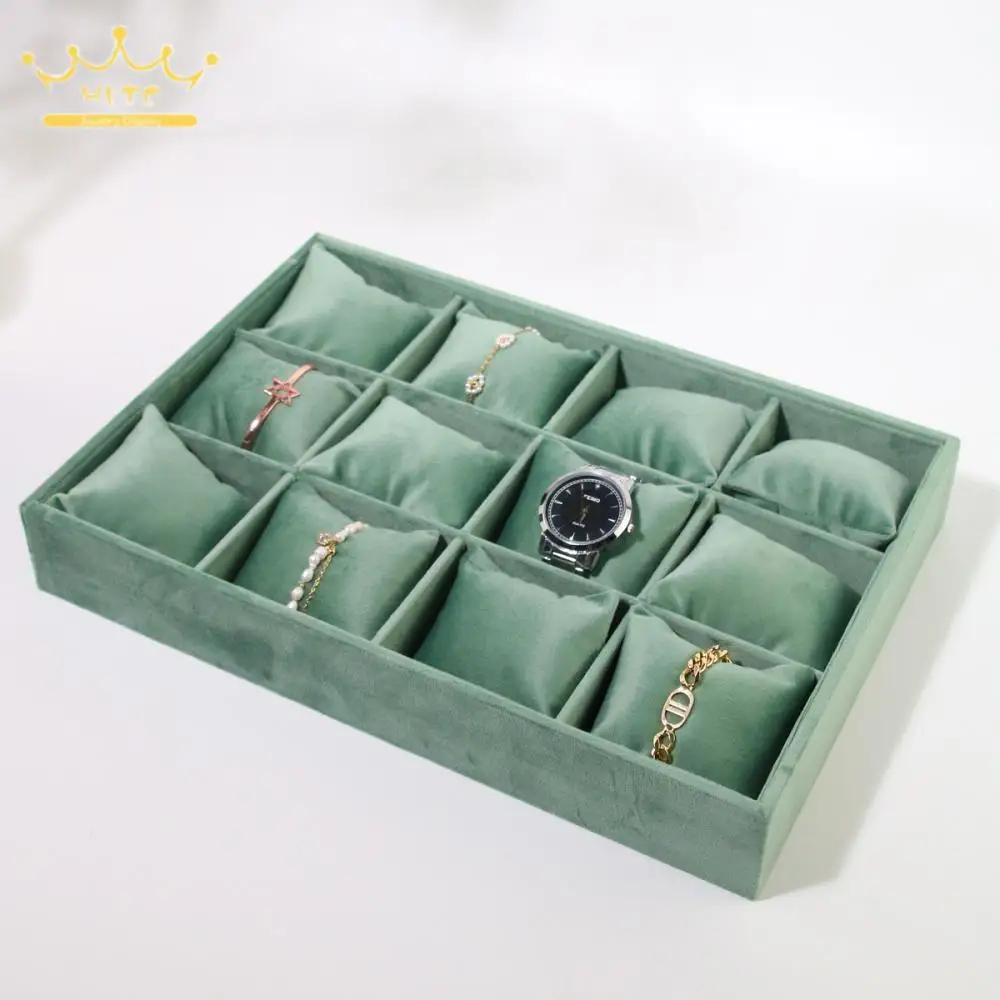 12 Grid Bracelet Watch Premium Pillow Plate 20 Grid Velvet Earnail Pendant Jewelry Display Tray Adjustable Shelf 35*24 Menora