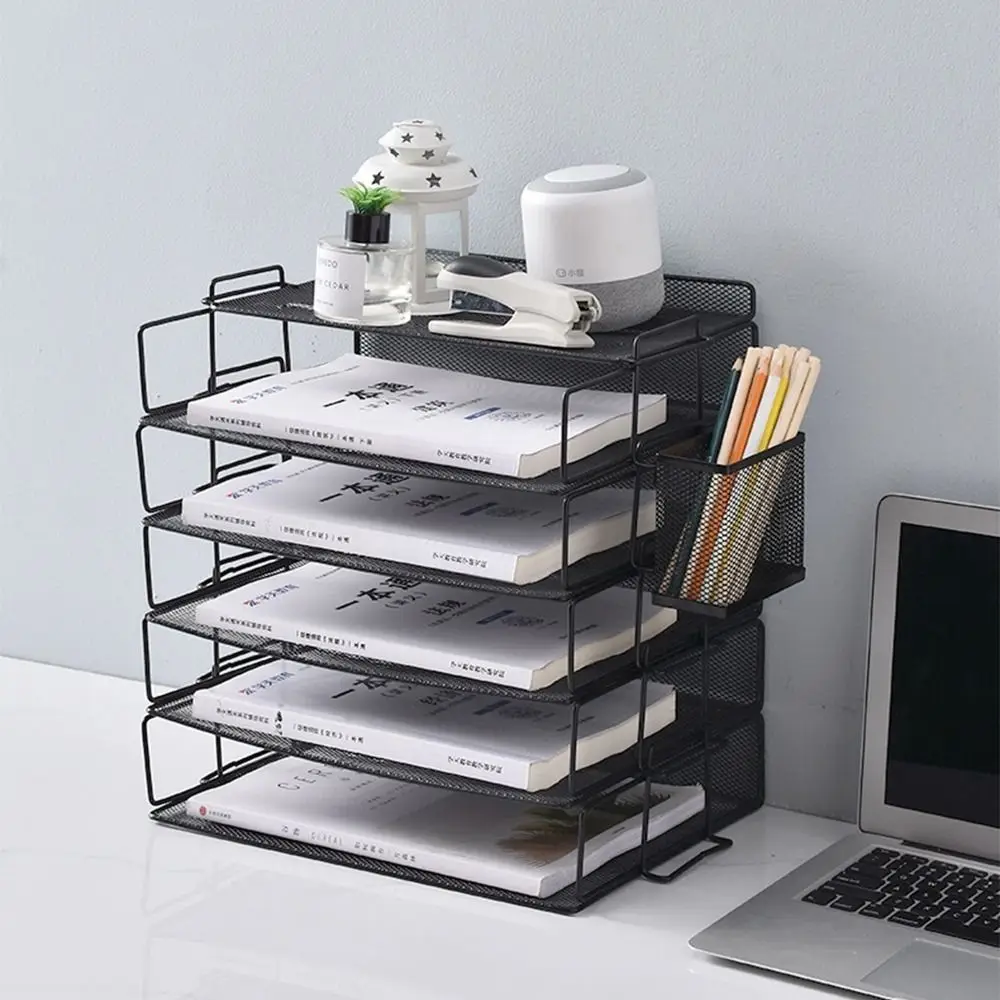 

Single Layer File Storage Rack Easy To Assemble Space Saving a4 Magazine Holder Sturdy Durable Letter Tray Organizer School