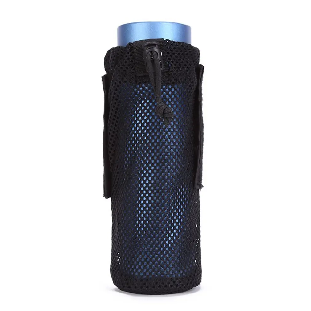 Mesh Water Bottle Pouch Portable Water Bottle Pouch Foldable Lightweight Tactical Holder Drawstring Sleeve Bottle Bag military tactical molle pouch water bottle holster outdoors camping hiking hunting travel canteen kettle holder bag