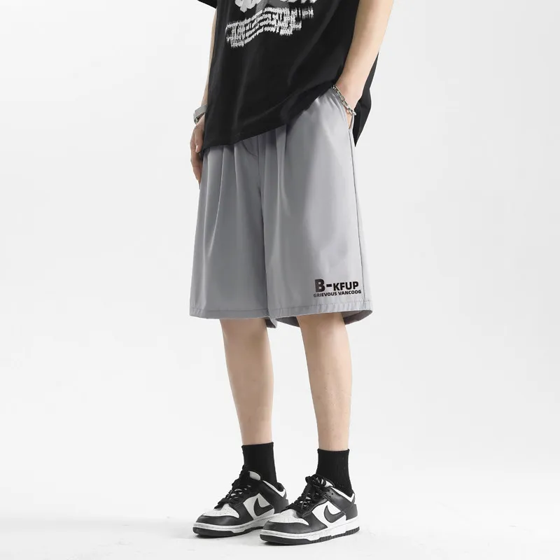 Men Trendy Letter Print Casual Streetwear Loose Straight Short Pants Youth Sports Running Quick Drying Beach Shorts Ropa Hombre