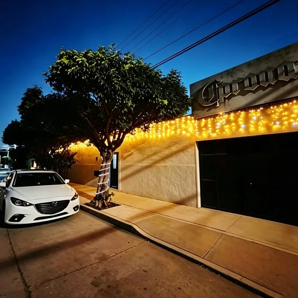 Christmas Decorations 2026 Festoon Led Fairy Lights Starry Style Outdoor(Warm White+Cool White Strobe) 28M(W)*0.4/0.5/0.6M(H)