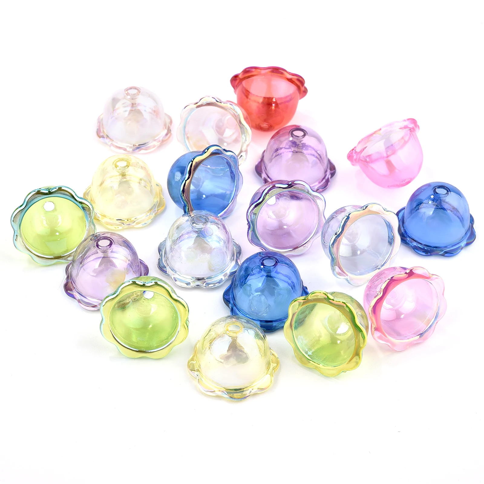10pcs Flower Shape Acrylic Small Bell Beads Pendant Loose Spacer Bead For DIY Jewelry Making Hairpin Bracelet Earrings