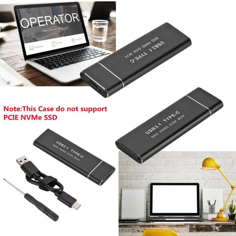 USB 3.1 Type-C to M.2 NGFF SSD External Enclosure Case 6Gbps For m2 SATA SSD 2260/2280 hard drive enclosure