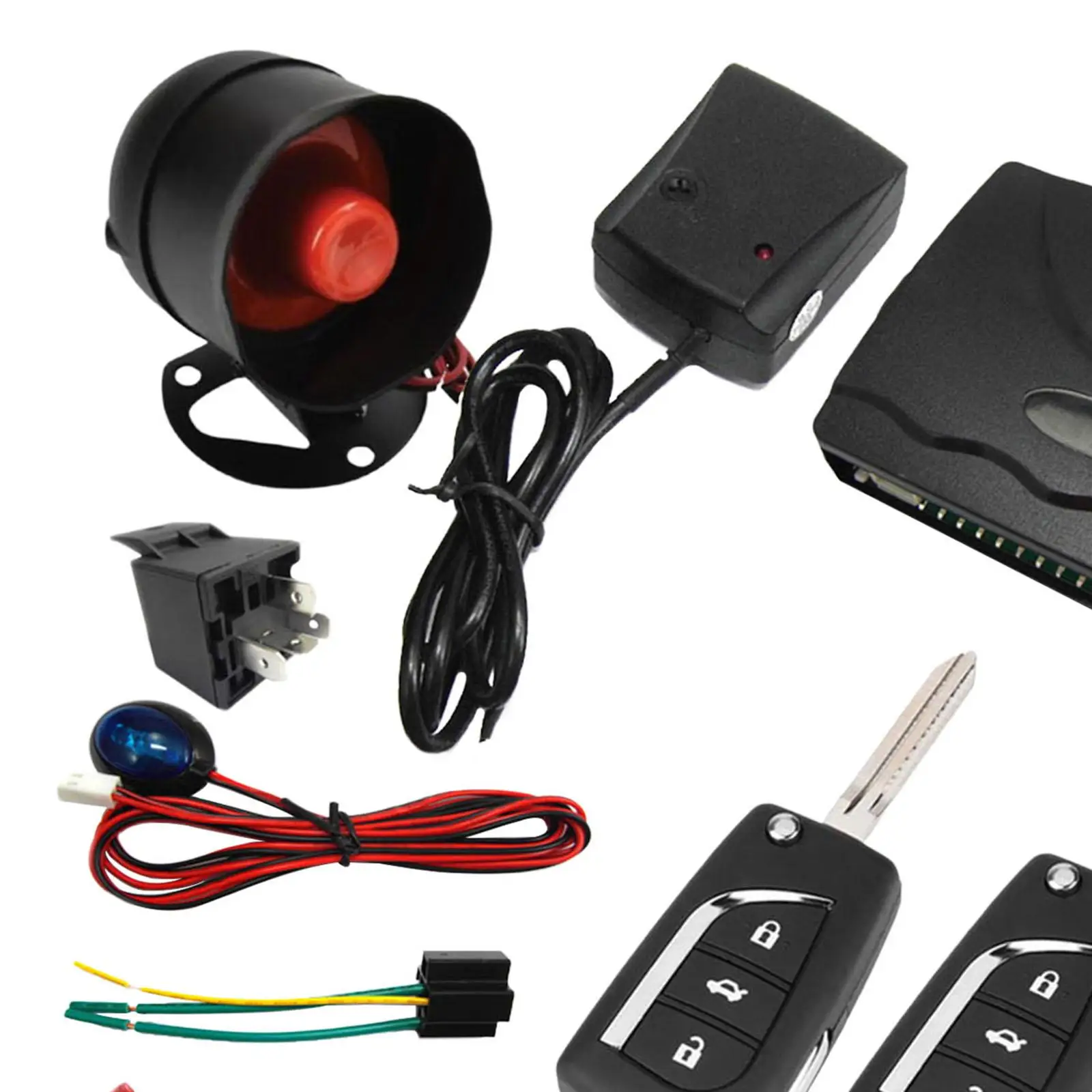 1 Way Remote Start and Keyless Entry System Car Alarm Security System with Shock Sensor