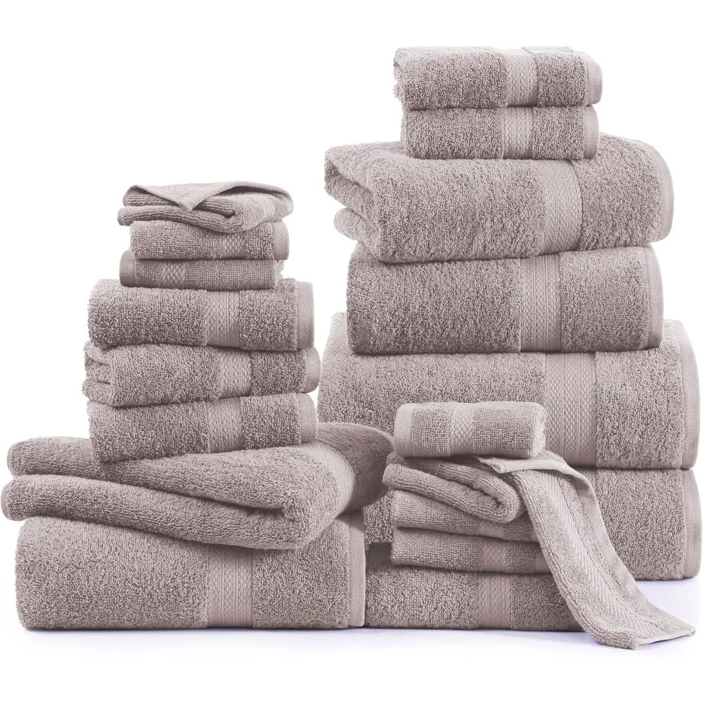 24 Pcs Towels Set, Microfiber Luxury Bath Towels, 2 Bath Sheets, 4 Bath Towels, 6 Hand Towels, 8 Washcloths, 4 Fingertip Towels 3