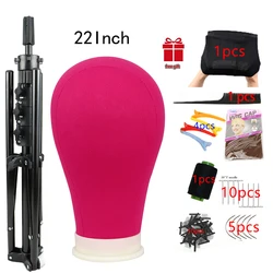 Mannequin Canvas Block Head With Adjustable Tripod Holder Display Styling Training Manikin Head For Making Wigs With Free Gift
