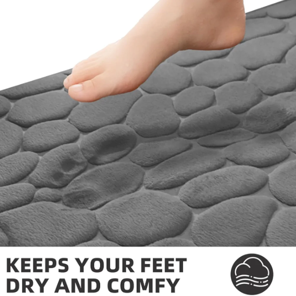 Premium Absorbent Non-Slip Quick-Dry Bathroom Mat with Cobblestone Design
