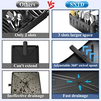 ราวตากจานสําหรับเคาน์เตอร์ครัวชั้นวางจานขนาดใหญ่พร้อมที่คว่ําจานกันสนิมพร้อมที่วางภาชนะสําหรับอ่างล้างจาน 3