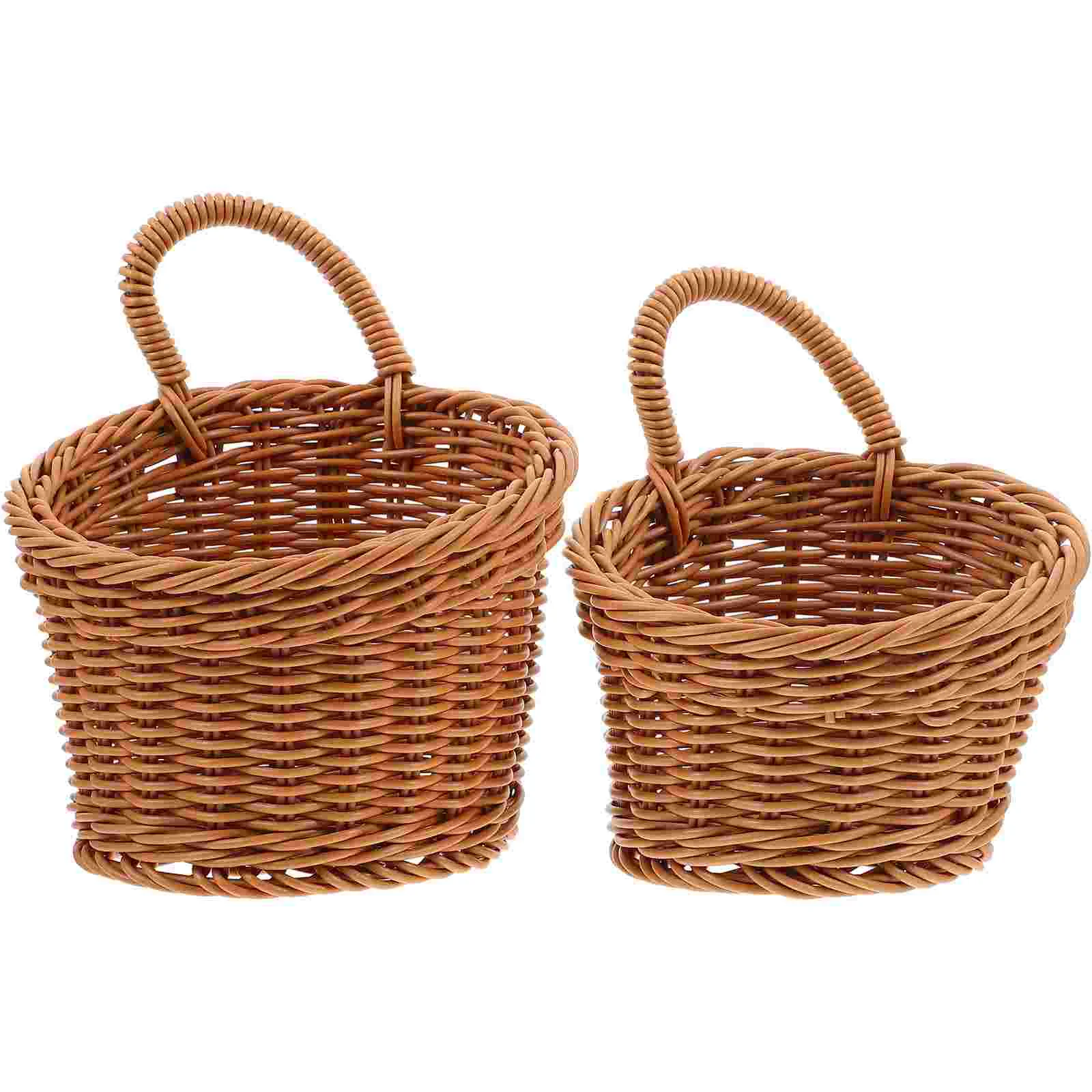 

2pcs Wall Hanging Storage Basket Imitation Rattan Egg Onion Ginger Baskets