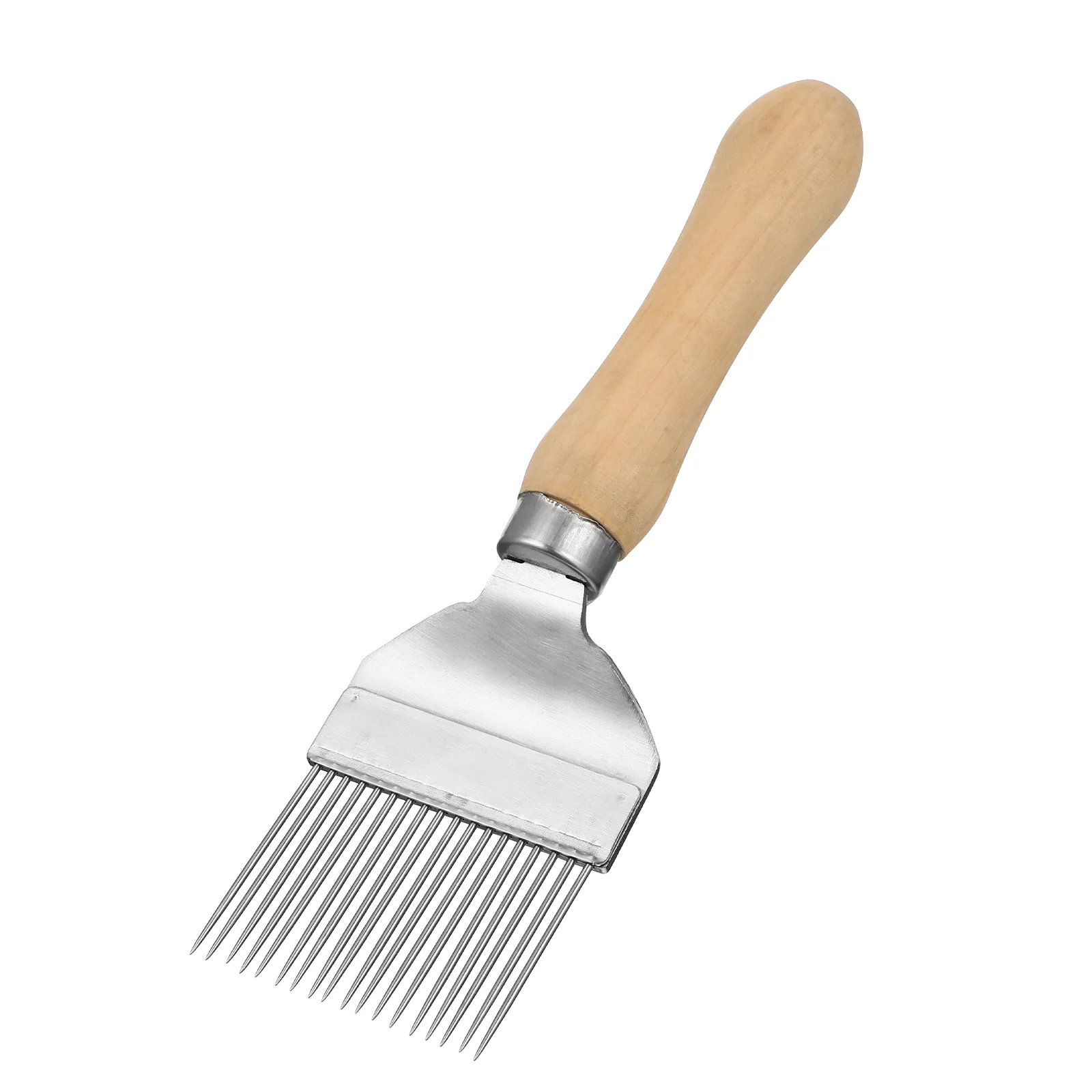 

Stainless Steel Honey Uncapping Fork Wooden Handle Honey Comb Scraper Fork Beekeeping Tool